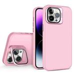 For iPhone 15 Pro Max Skin Feel Lens Holder PC + TPU Phone Case(Pink)
