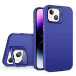 For iPhone 15 Plus Skin Feel Lens Holder PC + TPU Phone Case(Dark Purple)