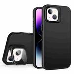 For iPhone 15 Plus Skin Feel Lens Holder PC + TPU Phone Case(Black)