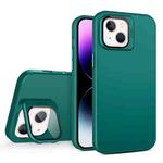 For iPhone 15 Skin Feel Lens Holder PC + TPU Phone Case(Green)