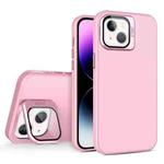 For iPhone 14 Skin Feel Lens Holder PC + TPU Phone Case(Pink)