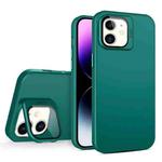 For iPhone 12 Skin Feel Lens Holder PC + TPU Phone Case(Green)