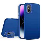 For iPhone X / XS Skin Feel Lens Holder PC + TPU Phone Case(Royal Blue)
