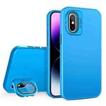 For iPhone X / XS Skin Feel Lens Holder PC + TPU Phone Case(Space Blue)