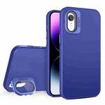 For iPhone XR Skin Feel Lens Holder PC + TPU Phone Case(Dark Purple)