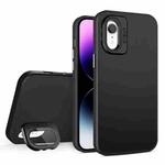 For iPhone XR Skin Feel Lens Holder PC + TPU Phone Case(Black)