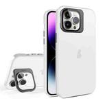 For iPhone 15 Pro Max Skin Feel Lens Holder Translucent Phone Case(White)