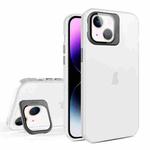 For iPhone 15 Skin Feel Lens Holder Translucent Phone Case(White)