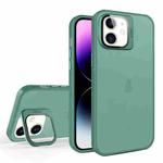 For iPhone 11 Skin Feel Lens Holder Translucent Phone Case(Green)