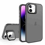 For iPhone 11 Skin Feel Lens Holder Translucent Phone Case(Black)