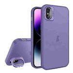 For iPhone X / XS Skin Feel Lens Holder Translucent Phone Case(Dark Purple)