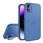 For iPhone XS Max Skin Feel Lens Holder Translucent Phone Case(Royal Blue)