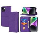 For iPhone 15 Plus Woven Texture Stitching Magnetic Leather Phone Case(Purple)