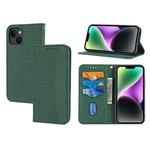 For iPhone 15 Woven Texture Stitching Magnetic Leather Phone Case(Green)