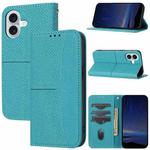 For iPhone 16 Woven Texture Stitching Magnetic Leather Phone Case(Blue)