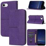 For iPhone SE 2024 Woven Texture Stitching Magnetic Leather Phone Case(Purple)