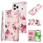 For iPhone 17 Pro Max Marble Bronzing Stitching Leather Phone Case(Rose Gold)