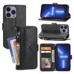 For iPhone 15 Pro Max Oil Skin Zipper Wallet Leather Phone Case(Black)