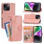 For iPhone 15 Plus Oil Skin Zipper Wallet Leather Phone Case(Pink)