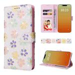 For iPhone 15 Pro Bronzing Painting RFID Leather Case(Bloosoming Flower)