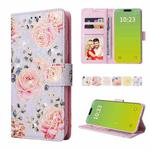 For iPhone 15 Plus Bronzing Painting RFID Leather Case(Pastoral Rose)