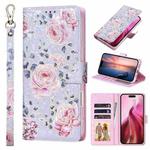 For iPhone 16 Bronzing Painting RFID Leather Case(Pastoral Rose)