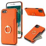 For iPhone SE 2022 / 2020 / 8 / 7 Ring Card  Litchi Leather Back Phone Case(Orange)
