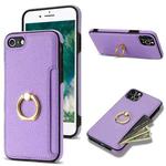 For iPhone SE 2022 / 2020 / 8 / 7 Ring Card  Litchi Leather Back Phone Case(Purple)