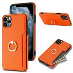 For iPhone 11 Pro Max Ring Card  Litchi Leather Back Phone Case(Orange)