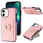 For iPhone 11 Ring Card  Litchi Leather Back Phone Case(Pink)
