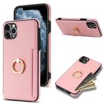 For iPhone 11 Pro Ring Card  Litchi Leather Back Phone Case(Pink)