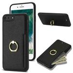 For iPhone 8 Plus / 7 Plus Ring Card  Litchi Leather Back Phone Case(Black)
