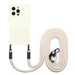 For iPhone 15 Pro Max Four-corner Shockproof TPU Phone Case with Lanyard(White)