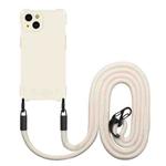 For iPhone 14 Plus Four-corner Shockproof TPU Phone Case with Lanyard(White)