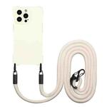 For iPhone 13 Pro Max Four-corner Shockproof TPU Phone Case with Lanyard(White)