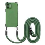 For iPhone 12 Four-corner Shockproof TPU Phone Case with Lanyard(Green)