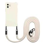 For iPhone 11 Four-corner Shockproof TPU Phone Case with Lanyard(White)