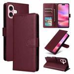 For iPhone 16 Multifunctional Horizontal Flip Leather Phone Case with Three Card Slots(Wine Red)