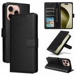 For iPhone 16 Pro Multifunctional Horizontal Flip Leather Phone Case with Three Card Slots(Black)