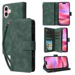 For iPhone 16 Plus Crossbody Multi-card Slot Wallet Zipper Leather Phone Case(Green)