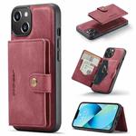 For iPhone 15 JEEHOOD Retro Magnetic Detachable Leather Phone Case(Red)