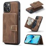 For iPhone 15 JEEHOOD Retro Magnetic Detachable Leather Phone Case(Brown)