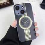 For iPhone 15 Plus Clock Pattern Magnetic Lens Protection Phone Case(Black)