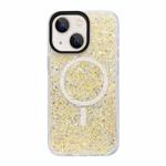 For iPhone 15 Plus Gold Armor MagSafe Glitter Epoxy Phone Case(Yellow)