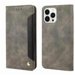 For iPhone 15 Pro Max Skin Feel Splicing Leather Phone Case(Grey)