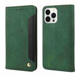 For iPhone 15 Pro Max Skin Feel Splicing Leather Phone Case(Green)