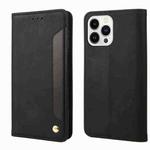 For iPhone 15 Pro Max Skin Feel Splicing Leather Phone Case(Black)