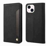 For iPhone 15 Plus Skin Feel Splicing Leather Phone Case(Black)