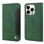 For iPhone 16 Pro Max Skin Feel Splicing Leather Phone Case(Green)