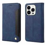 For iPhone 16 Pro Max Skin Feel Splicing Leather Phone Case(Blue)